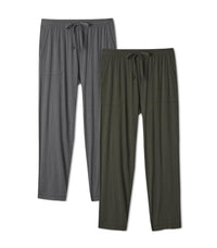 DAVID ARCHY Mens Pajama Pants Bamboo Rayon Lightweight Knit Sleep Bottoms, Soft Lounge Pants with Pockets PJs, 2 Pack