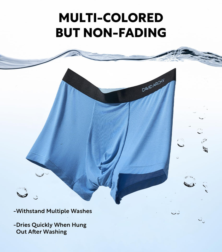 DAVID ARCHY Mens Underwear Rayon Made from Bamboo 7-Pack, Wicking-Moisture & Cool Boxer Briefs with Support Pouch
