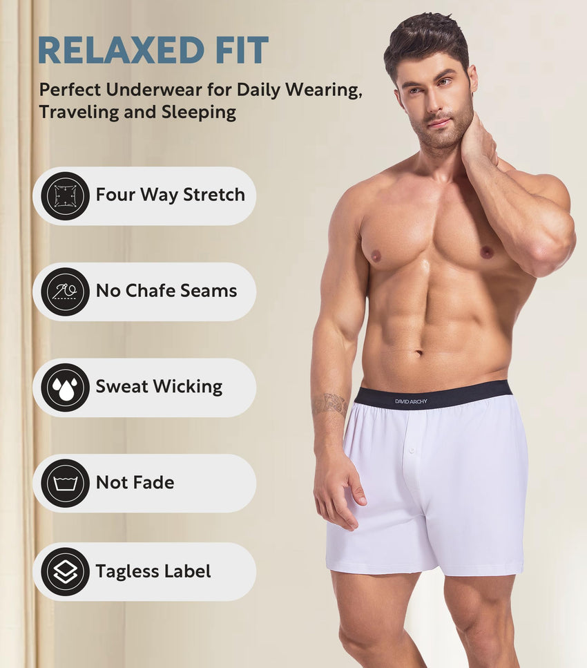 DAVID ARCHY Combed Cotton Boxers for Men Soft Underwear Mens Boxers Knit Boxer Shorts for Men Pack