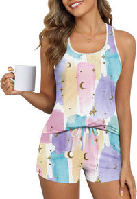 Ekouaer Womens Tank Top Pajama Set Comfy Sleeveless Sleepwear Racerback Cami and Shorts Pjs 2 Piece Summer Loungewear
