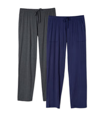 DAVID ARCHY Mens Pajama Pants Bamboo Rayon Lightweight Sleep Bottoms, Breathable Lounge Pants with Pockets Comfy PJs, 2 Pack