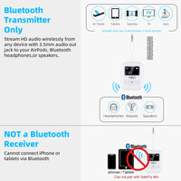 1Mii Bluetooth Transmitter for Airplane, Bluetooth 5.3 Adapter for TV,Airplane Travel Essentials, Aptx Low Latency Wireless Audio Aux for Headphones, Any 3.5mm Jack,Linking 2 Devices (White)