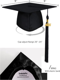 GraduatePro Matte Graduation Cap and Gown Class of 2025 Set Bulk with Tassel for High School & College 12 Colors