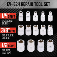 SEDY 14-Piece E-TORX Socket Set - Premium Female Torx Socket Set, Ultimate Torque Star Sockets, External Torx Sockets, E4 E5 E6 E7 E8 E10 E11 E12 E14 E16 E18 E20 E22 E24