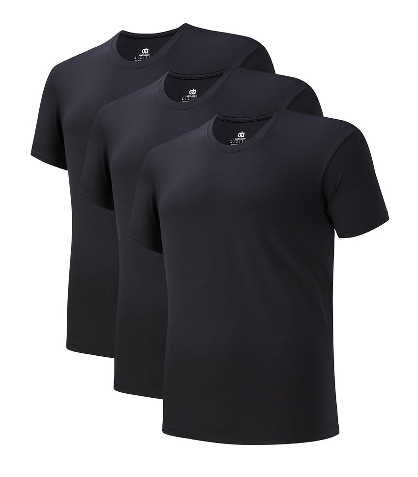 DAVID ARCHY Men's Undershirts Micro Modal Ultra Soft T-Shirts Stretch Moisture-Wicking Crewneck/V-Neck Tees for Men, 3-Pack