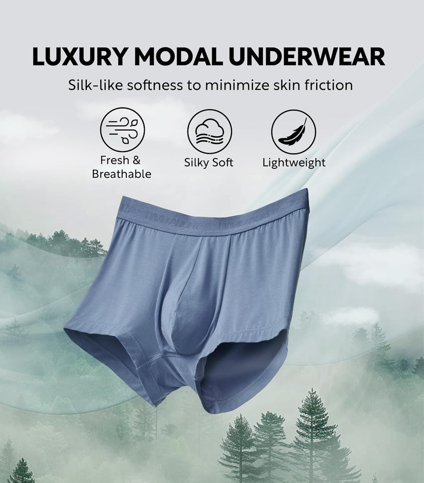 DAVID ARCHY Men's Underwear Ultra Soft Modal Support Pouch Trunks Moisture Wicking Boxer Briefs for Men Multipack