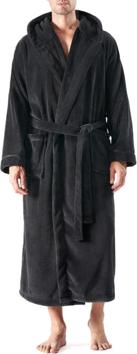 DAVID ARCHY Men's Soft Fleece Plush Robe Full Length Long Bathrobe