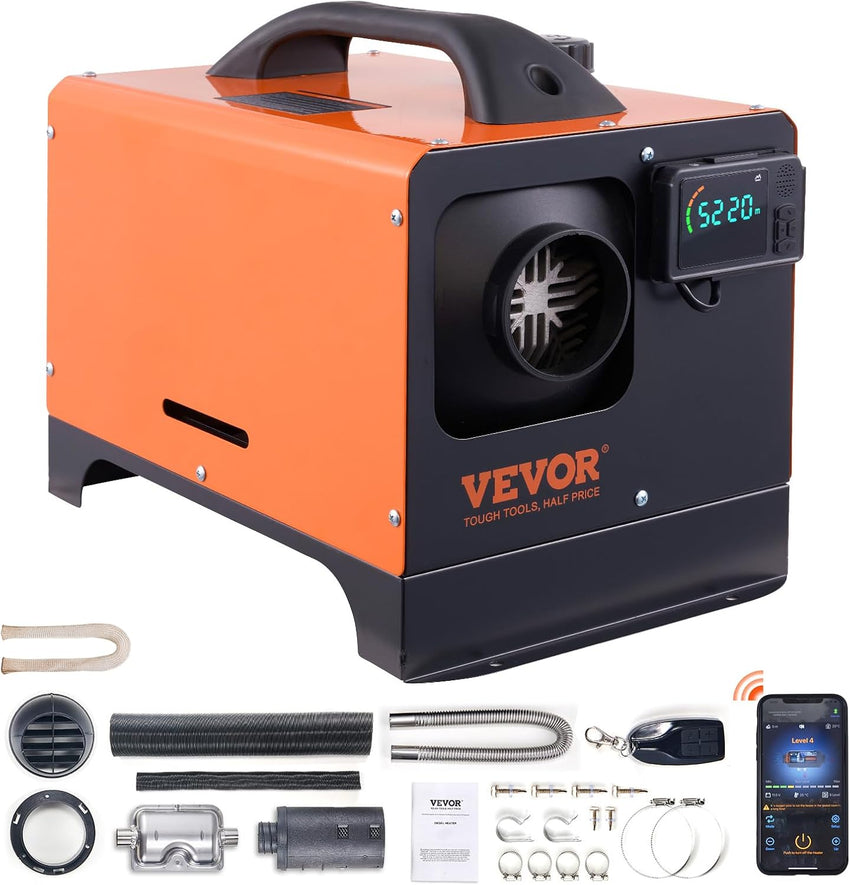 VEVOR 8KW Diesel Heater, Diesel Heater All in One with Automatic Altitude Adjustment, Max 18045 ft, Bluetooth App Control, Remote Control and LCD, Portable Diesel Air Heater for Vehicles and Outdoors