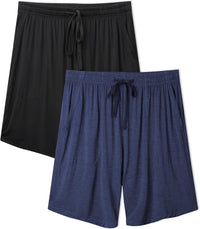 DAVID ARCHY Mens Pajama Shorts Bamboo Rayon Sleep Shorts Soft Comfy Breathable Lounge Pants with Pockets 2 Pack