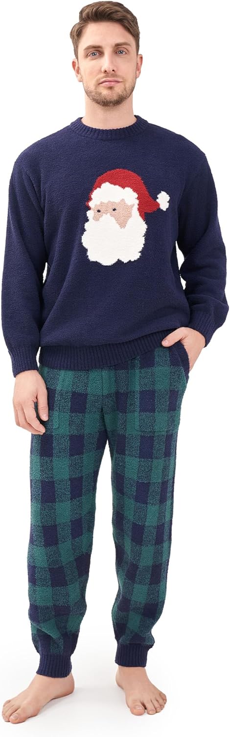 DAVID ARCHY Mens Pajamas Set Ultra-Soft Fleece Pajamas Warm Sleepwear Long Sleeve Lounge Set with Pockets