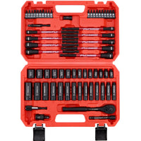 29-Piece 1/2" Drive Impact Socket Set, SAE (3/8 to 1 inch) and Metric (10-24mm) Sizes with Extension Bars Standard Deep Socket Set CR-V Material High Durability Impact Wrench