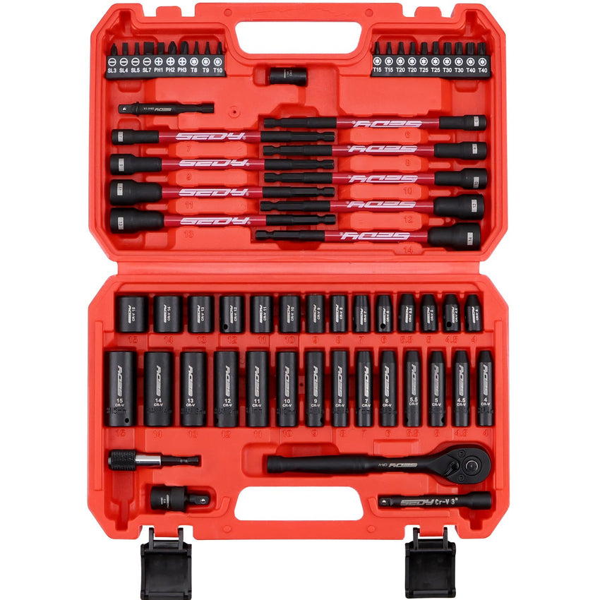 29-Piece 1/2" Drive Impact Socket Set, SAE (3/8 to 1 inch) and Metric (10-24mm) Sizes with Extension Bars Standard Deep Socket Set CR-V Material High Durability Impact Wrench