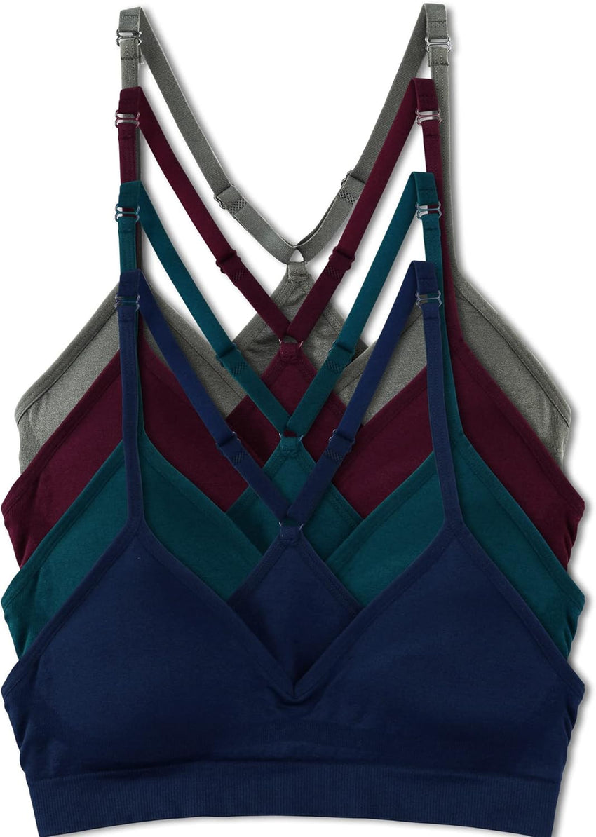Kalon Women’s 4 Pack Racerback Sports Bralette Seamless Wireless Comfort Bra
