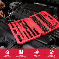 29-Piece 1/2" Drive Impact Socket Set, SAE (3/8 to 1 inch) and Metric (10-24mm) Sizes with Extension Bars Standard Deep Socket Set CR-V Material High Durability Impact Wrench