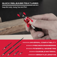 5-Piece 2", 4", 6", 12", 17" Extra Long Magnetic Screwdriver Bit Holders, 1/4 Inch Hex Shank Quick Release Extension Adapter, Durable CR-V Steel, Universal Fit for Impact Driver Bits