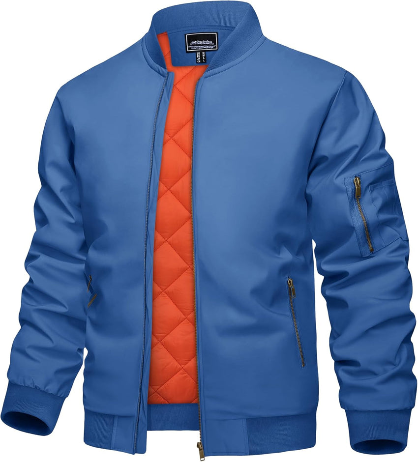 7DAY'S Men's Jacket Casual Windproof Bomber Jackets Full Zip Windbreaker Warm Winter Padded Coats