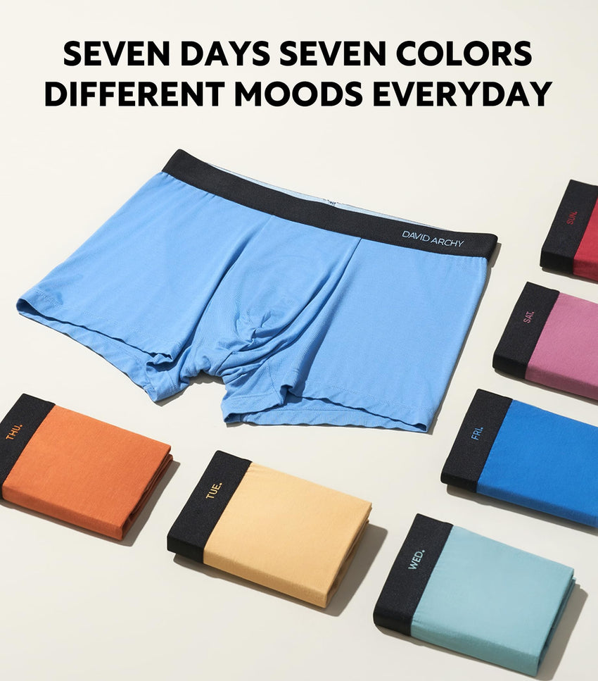 DAVID ARCHY Mens Underwear Rayon Made from Bamboo 7-Pack, Wicking-Moisture & Cool Boxer Briefs with Support Pouch