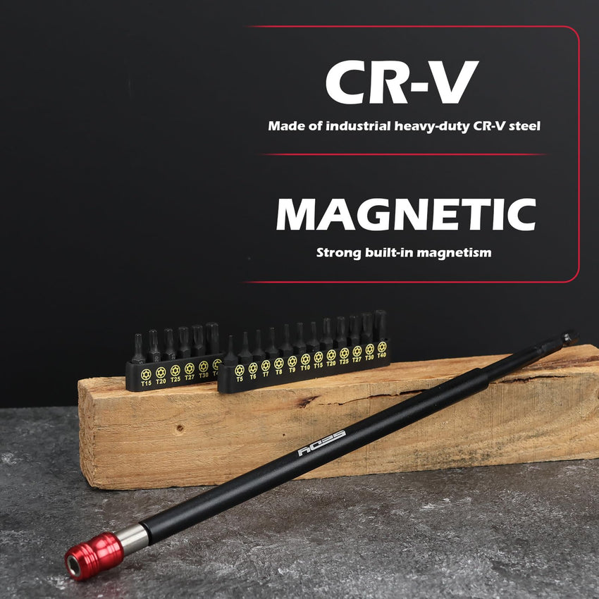5-Piece 2", 4", 6", 12", 17" Extra Long Magnetic Screwdriver Bit Holders, 1/4 Inch Hex Shank Quick Release Extension Adapter, Durable CR-V Steel, Universal Fit for Impact Driver Bits