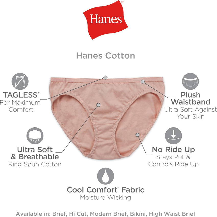Hanes womens High-cut Panties Pack, High-waisted Briefs, Moisture-wicking Cotton Underwear, 10-pack (Colors May Vary)