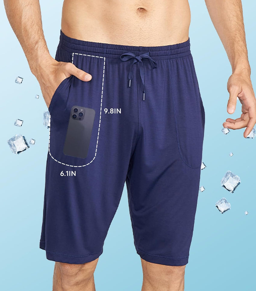 DAVID ARCHY Mens Pajama Shorts Bamboo Rayon Sleep Shorts Soft Comfy Breathable Lounge Pants with Pockets 2 Pack