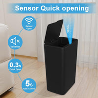Naisu 2 Pack 4 Gal Bathroom Trash Can with Lid,Automatic Garbage Can with Touchless and Sealed Design,Slim Motion Sensor Waterproof Plastic Trash Bin Suitable for Bedrooms,Bathrooms,Kitchens,(Black)