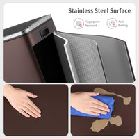 Arlopu 16 GallonStainless Steel Trash Can, 60L Dual Compartment, Metal Kitchen Step Recycle Bin, Metal Double Dustbin, in-Home Garbage Rubbish Can W/Removable Liner Buckets (Brown)