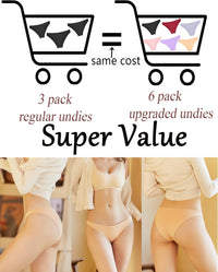 6 Pack Cotton Underwear for Women Cute Low Rise Bikini Panties High Cut Breathable Sexy Hipster Womens Cheeky S-XL