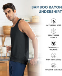 DAVID ARCHY Men's Tank Top Bamboo Rayon Undershirts Tank Shirt Moisture-Wicking A-Shirt for Men, 3 or 5 Pack
