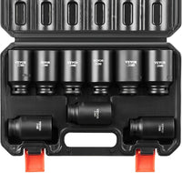 VEVOR 1/2" Drive Impact Socket Set, 65 Piece SAE 3/8" to 1-1/4" and Metric 10-24mm, 6 Point Cr-V Alloy Steel for Auto Repair, Easy-to-Read Size Markings, Rugged Construction, Storage Case