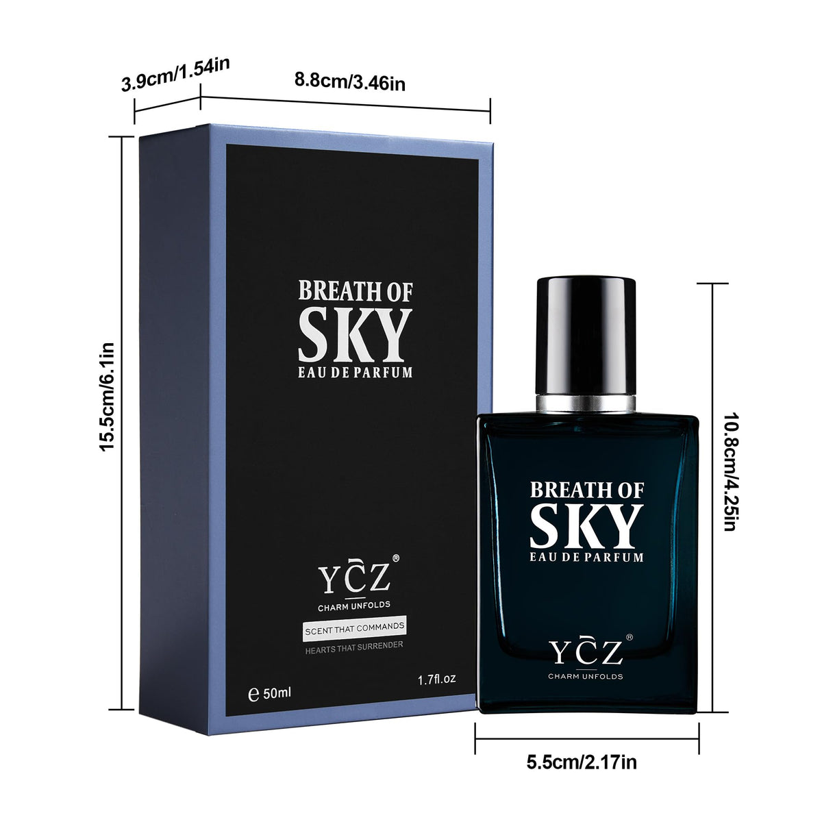 Ycz Midnight Marine Eau de Parfum for Men, 1.7 Fl Oz (50 mL), Long-Lasting Cologne, Fresh Marine & Woody Fragrance with Grapefruit, Ginger and Cedar Notes for Daily Wear, Date Night and Gifts