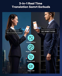 AI Translation Earbuds,Real time Translating Support Voice and Video Call,164 Languages Translator Earbuds with iOS & Android, Bluetooth Translation Headphones Device for Travel Business