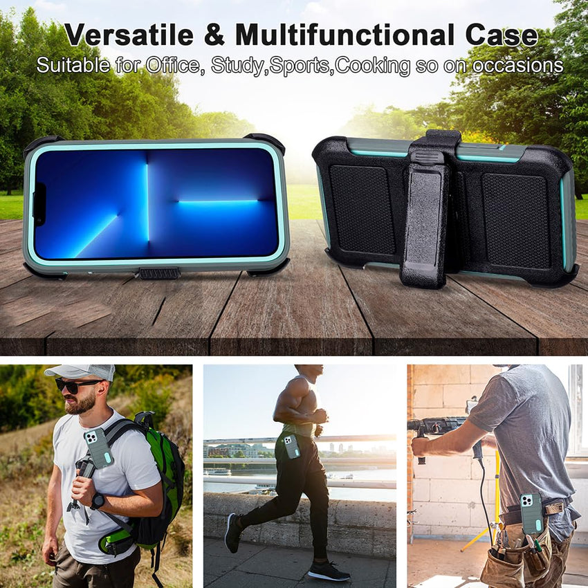 for Phone Case iPhone 13 Pro Max Case Black with Belt Clip Heavy Duty Holster for Shockproof Cases,3 Layers of Sturdy,Military Grade Defender Cover for iPhone 13 Pro Max Cases Black 6.7 Inch