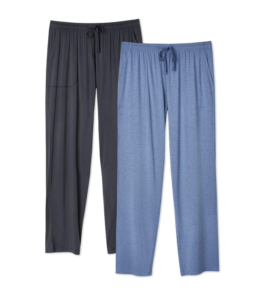 DAVID ARCHY Mens Pajama Pants Bamboo Rayon Lightweight Sleep Bottoms, Breathable Lounge Pants with Pockets Comfy PJs, 2 Pack