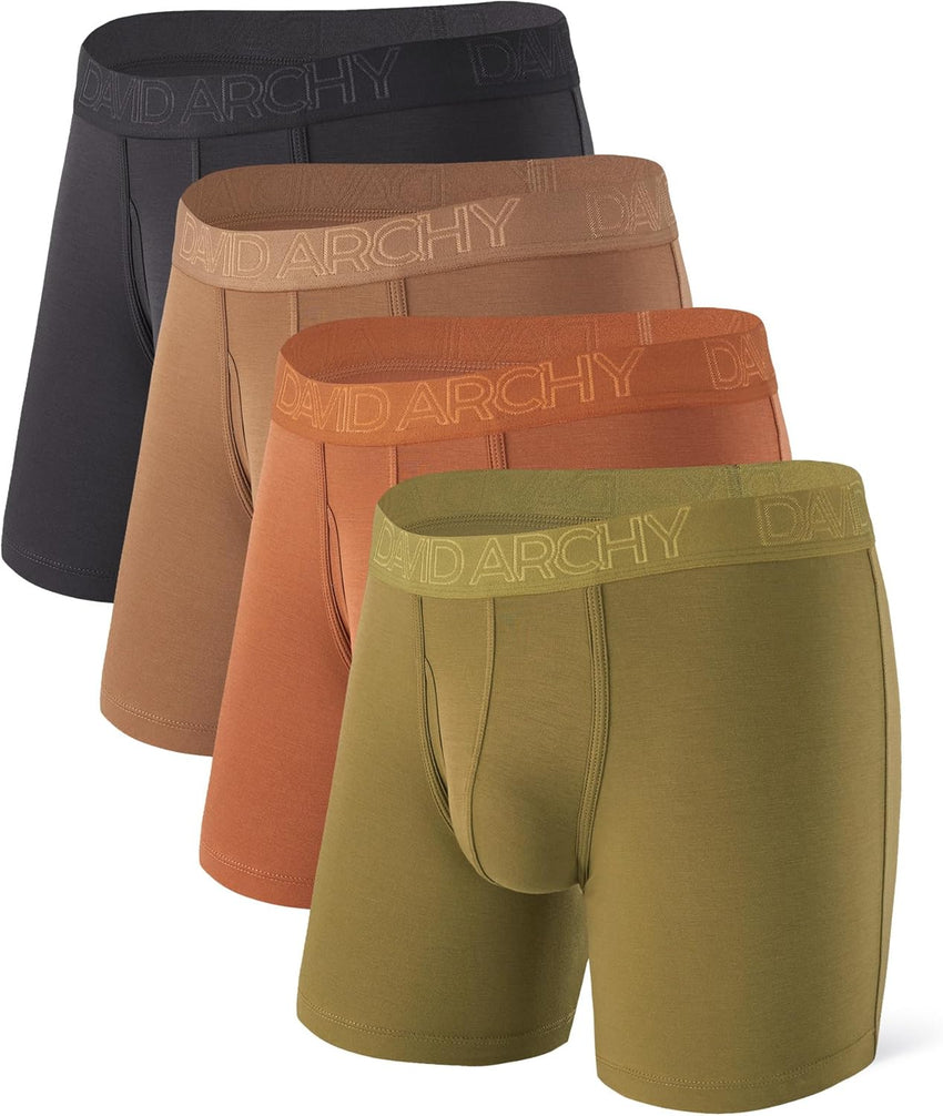 DAVID ARCHY Mens Underwear Boxer Briefs Breathable Soft Moisture-Wicking with Fly Underwear for Men Multipack
