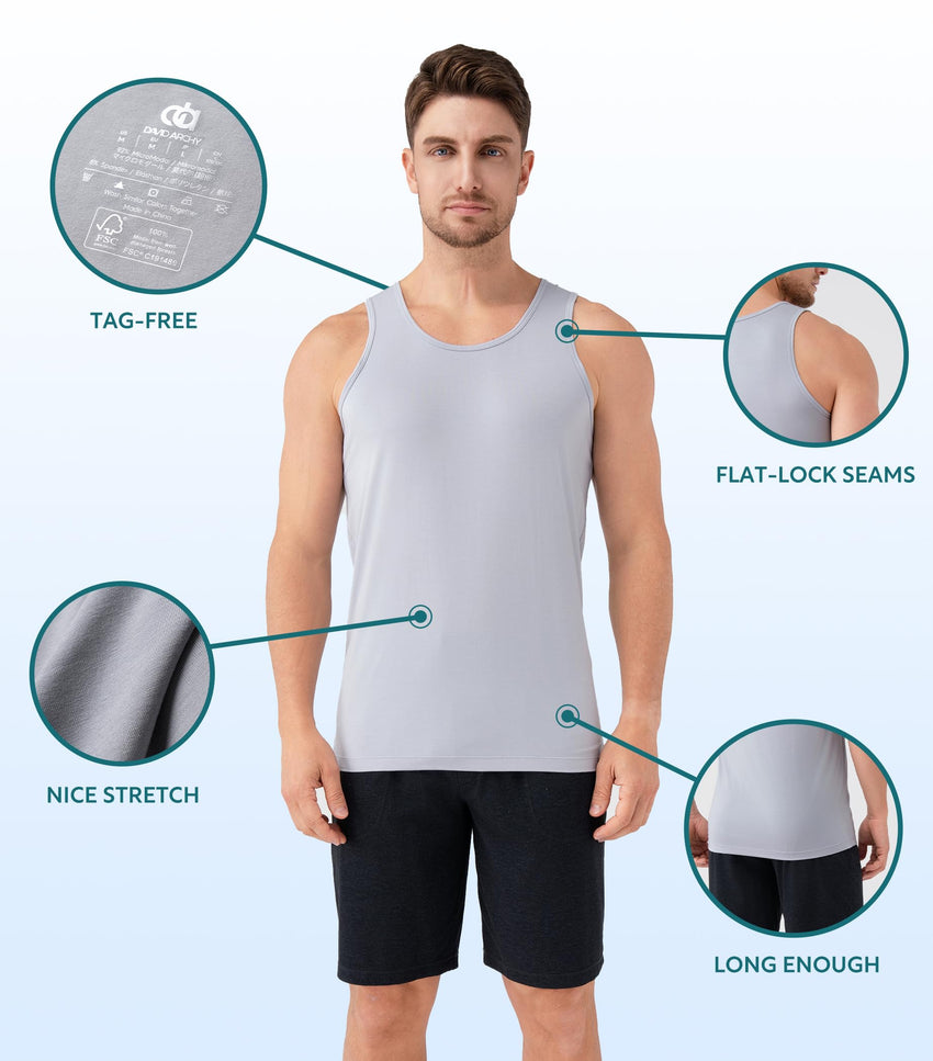 DAVID ARCHY Men's Tank Top Undershirt Micro Modal Undershirts Moisture-Wicking Tank A-Shirt for Men, 3-Pack