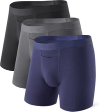 DAVID ARCHY Mens Underwear Cotton Boxer Briefs with Pouch Ultra Moisture Wicking Breathable Soft with Horizontal Fly 3 Pack