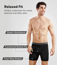 DAVID ARCHY Mens Underwear Bamboo Rayon Boxers for Men Breathable and Cool Men's Boxer Shorts with Button Fly 3 or 5 Pack