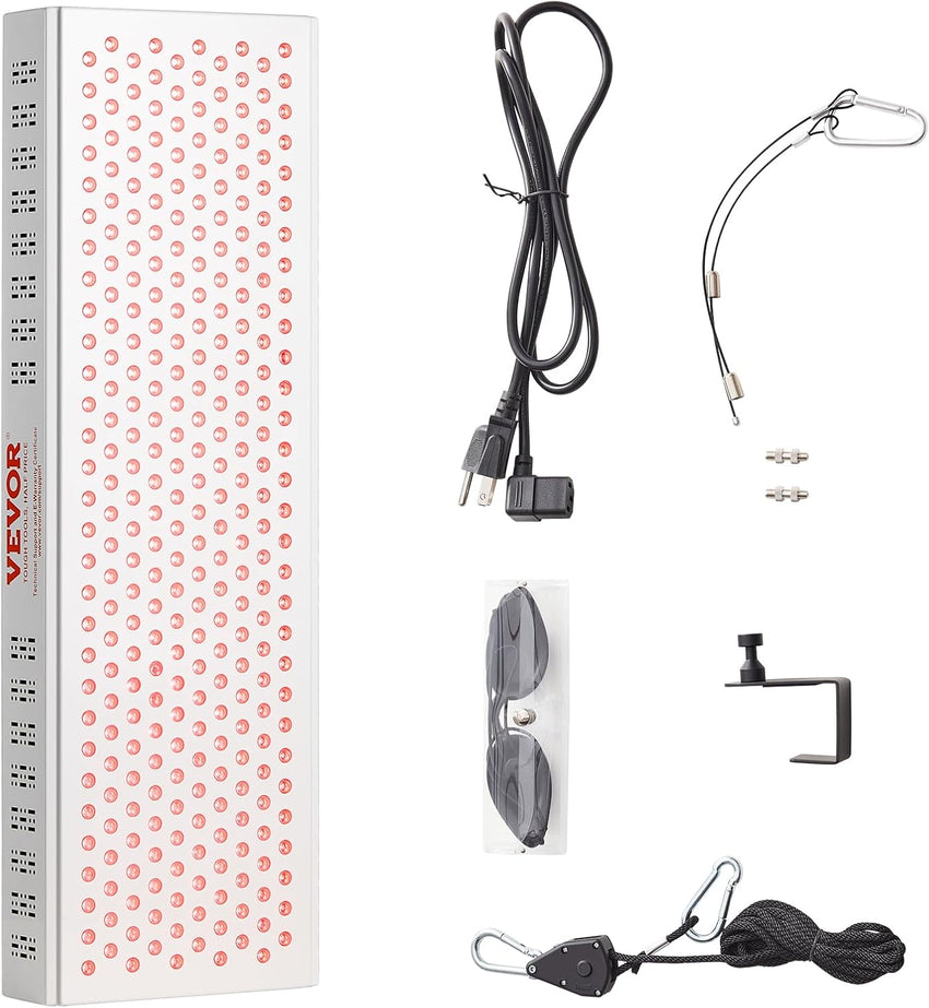 VEVOR Red Light Therapy for Body Face, 60 Dual-Chip LEDs, Red 660nm & Near Infrared 850nm Combo, High Power Red Light Therapy Panel for Recovery, Pain Relief, Wound Healing, Skin Health, 80W