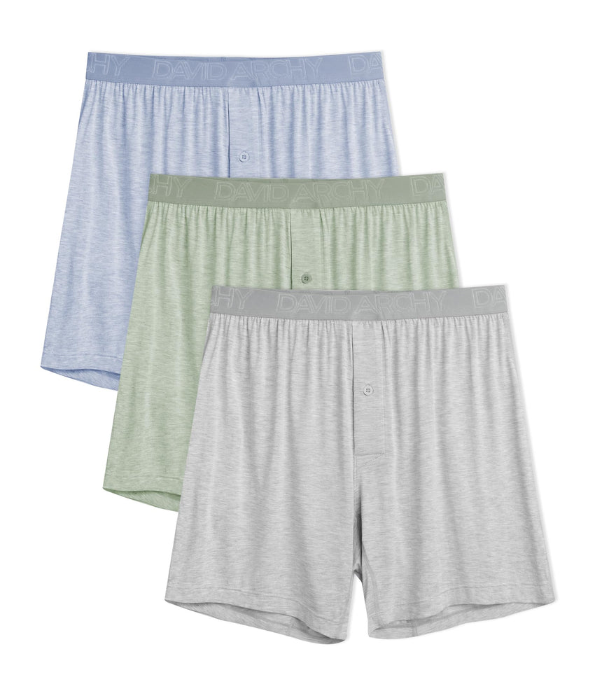 DAVID ARCHY Mens Boxers Soft Rayon Made from Bamboo Boxers for Men Pack Loose Underwear Cooling Mens Boxer Shorts
