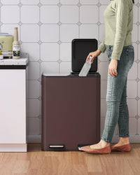 Arlopu 16Gal Dual Trash Can w/2 Built-in Box for Odor Control, Hands-Free Kitchen Garbage Bin, Recycle Waste Dustbin, Soft-Close Lid, 2 Buckets,Foot Pedal, Side Handle, Airtight,for Home Office
