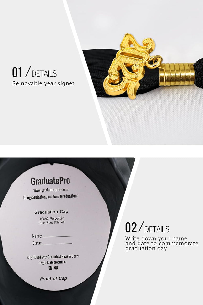 GraduatePro Matte Graduation Cap and Gown Class of 2025 Set Bulk with Tassel for High School & College 12 Colors