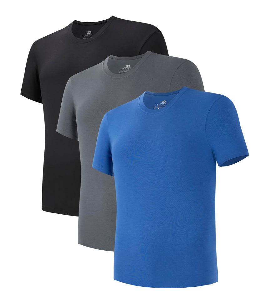 DAVID ARCHY Men's Undershirts Combed Cotton T-Shirt Soft Moisture-Wicking Undershirt Crew Neck or V Neck Tees 3 Pack