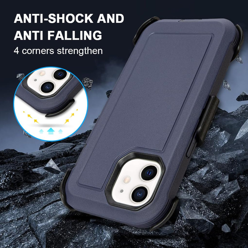 for Black iPhone 15 Case with Belt Clip, Shockproof Heavy Duty Rugged, 3 Layers of Sturdy,Anti-Drop, Military-Grade Defender Cover for iPhone 15 Case Black