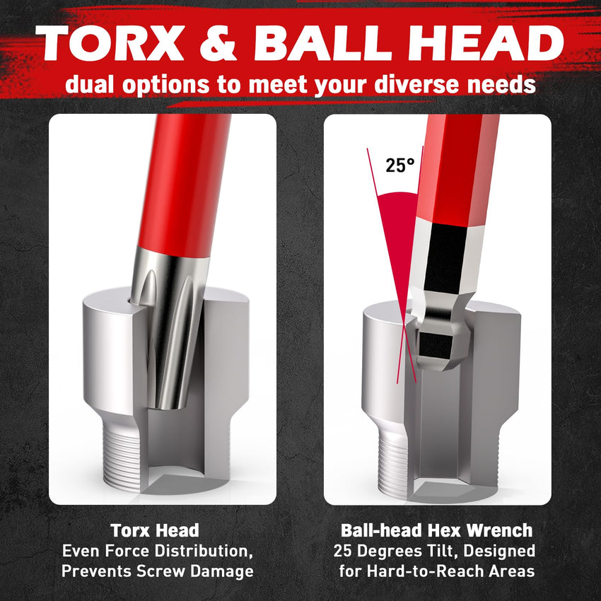 SEDY 32-Piece Hex Key Wrench Set, Metric and SAE Allen Wrenches (0.028-3/8 inch, 0.7-10 mm) L Shape Allen Keys, Chrome Vanadium Steelwith 2x Extension Handle