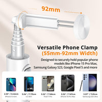 ATUMTEK 62" Selfie Stick Tripod, Extendable Aluminum Tripod with Rechargeable Bluetooth Remote, Compatible with iPhone and Android Smartphones, Perfect for Travel, Vlog, Video and Photo, White