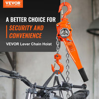 VEVOR Manual Lever Chain Hoist, 1-1/2 Ton 3300 lbs Capacity 10 FT Come Along, G80 Galvanized Carbon Steel with Weston Double-Pawl Brake,Auto Chain Leading & 360° Rotation Hook, for Garage Factory Dock
