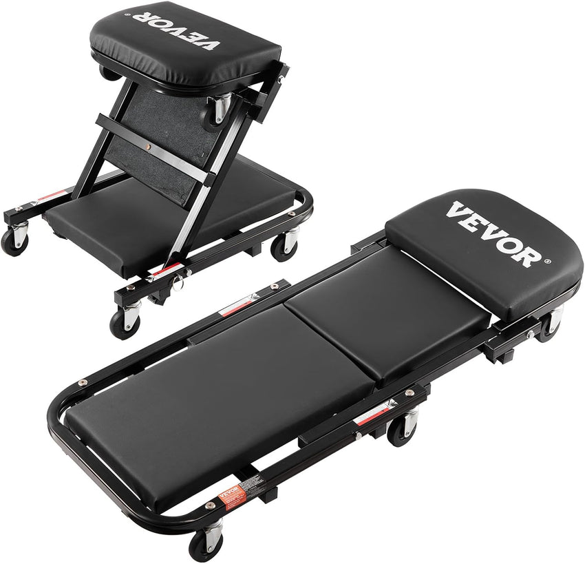 VEVOR Mechanic Creeper, Garage Gift, 36" Z Creeper Seat, 2 in 1 Mechanic Gifts, 300 lbs Capacity, Low Profile Creeper with 6 pcs Wheels in Garage/Shop for Fathers Day Tool Gift