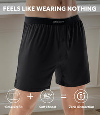 DAVID ARCHY Ultra Soft Modal Boxers for Men, Silky Stretchy Boxer Shorts, Breathable Loose Men's Underwear for Sleep 4 Pack