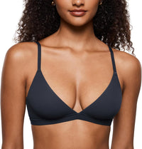 INLYRIC Women's Inbarely Triangle Bralette Plunge Unlined Seamless Bra No Underwire Sexy Comfortable Everyday