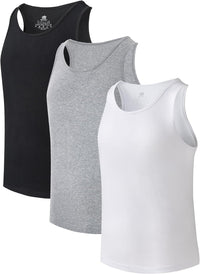 DAVID ARCHY Men's Undershirts Combed Cotton Tank Tops Soft Moisture-Wicking Shirt Breathable A-Shirt for Men 3 Pack